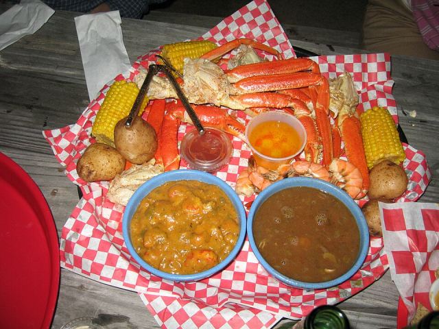 Representative photo: Jrb 20080924 cajun etouffee gumbo shrimp crab leg. Not this venue.