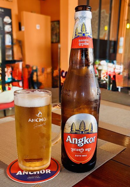 Representative photo: Angkor beer bottle & glass. Not this venue.