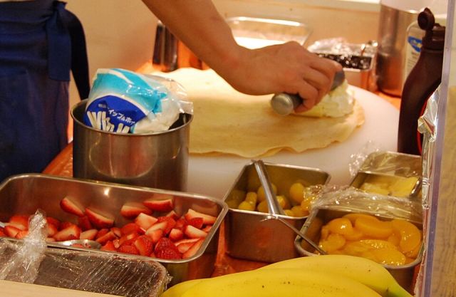 Representative photo: Dessert crêpe preparation. Not this venue.