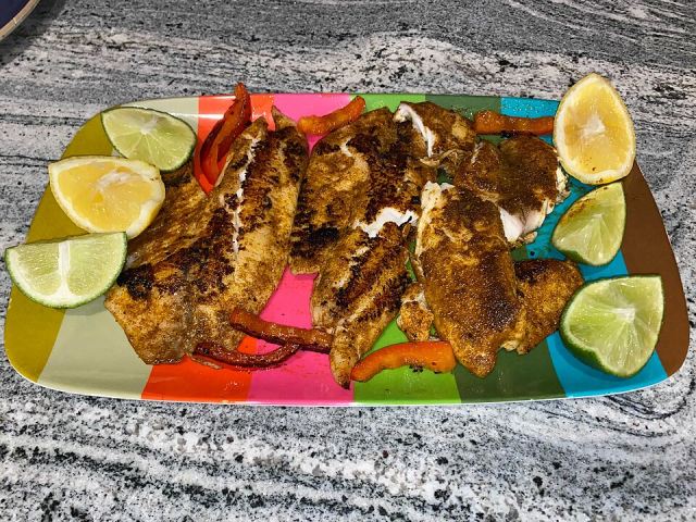 Representative photo: Blackened tilapia with Cajun spices, lemon and lime juice. Not this venue.