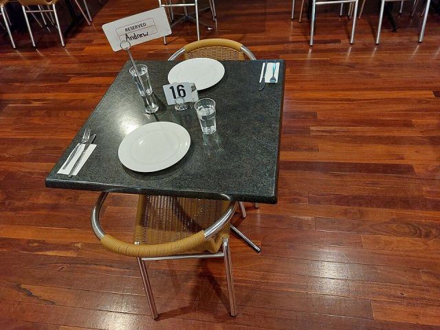 Representative photo: Table setting at Australind Tavern. Not this venue.