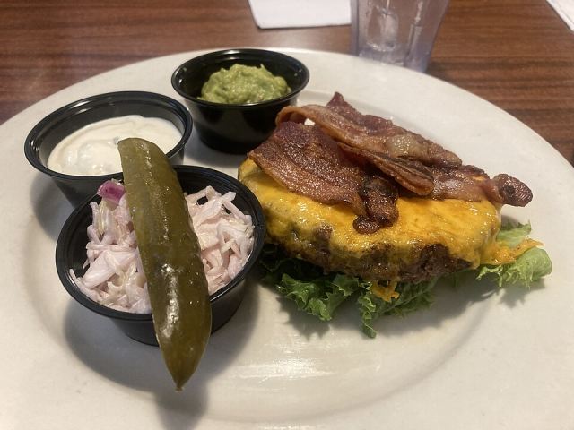 Representative photo: Tex‐Mex burger, Jax Inn, Northern Blvd. Not this venue.