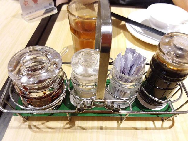 Representative photo: HK CWB Times Square basement mall 翡翠拉麵小籠包 Crystal Jade La Mian Xiao Long Bao Restaurant table setting August 2018 SSG 02. Not this venue.