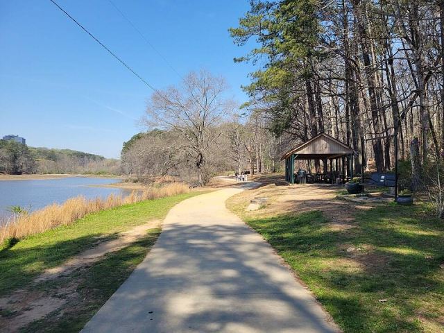 Representative photo: Walking path in Murphey Candler Park, Brookhaven GA. Not this venue.