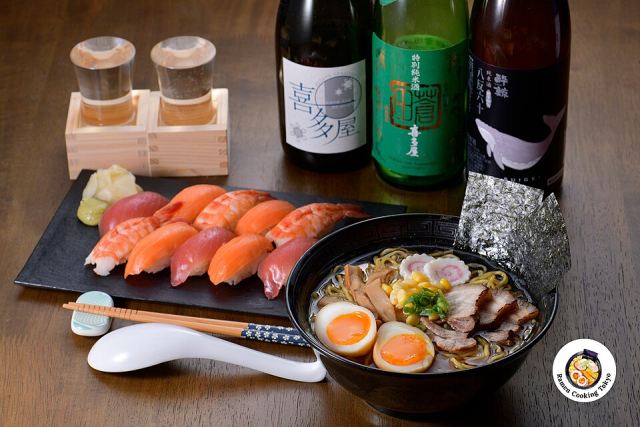 Representative photo: Ramen Cooking Tokyo - ramen sushi sake set. Not this venue.