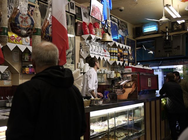 Representative photo: Bar Italia interior, Soho 2012-04-28. Not this venue.