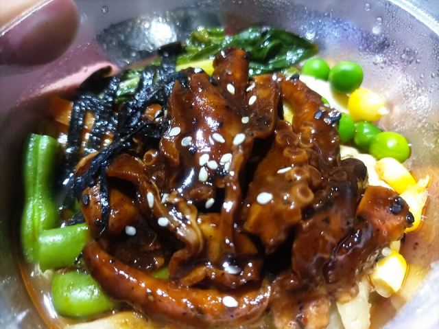 Representative photo: Fusion of Japanese and Meitei cuisines - Mixed bowl of octopus ramen noodles and traditional Meetei vegetables - Imphal, Kangleipak (Manipur) 01. Not this venue.