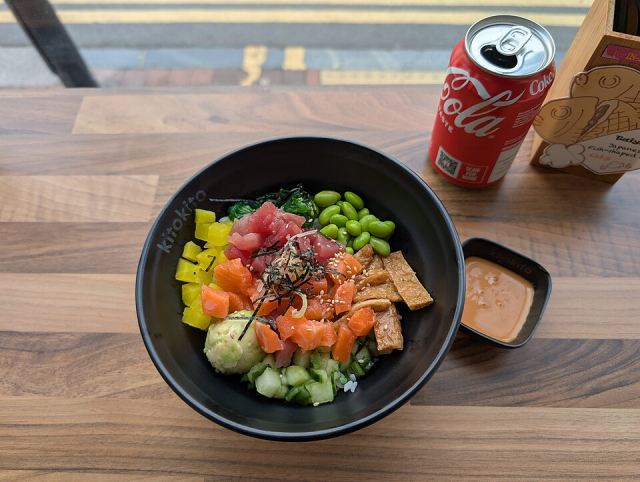 Representative photo: Salmon & Tuna Poke Bowl (M) with Spicy Mayo sauce - Kitokito 2025-04-25. Not this venue.