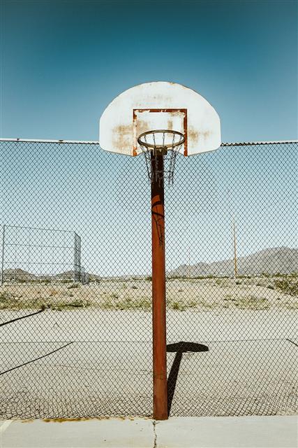 Representative photo: Basketball hoop and court. Not this event.