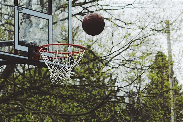 Representative photo: Basketball hoop and court. Not this event.